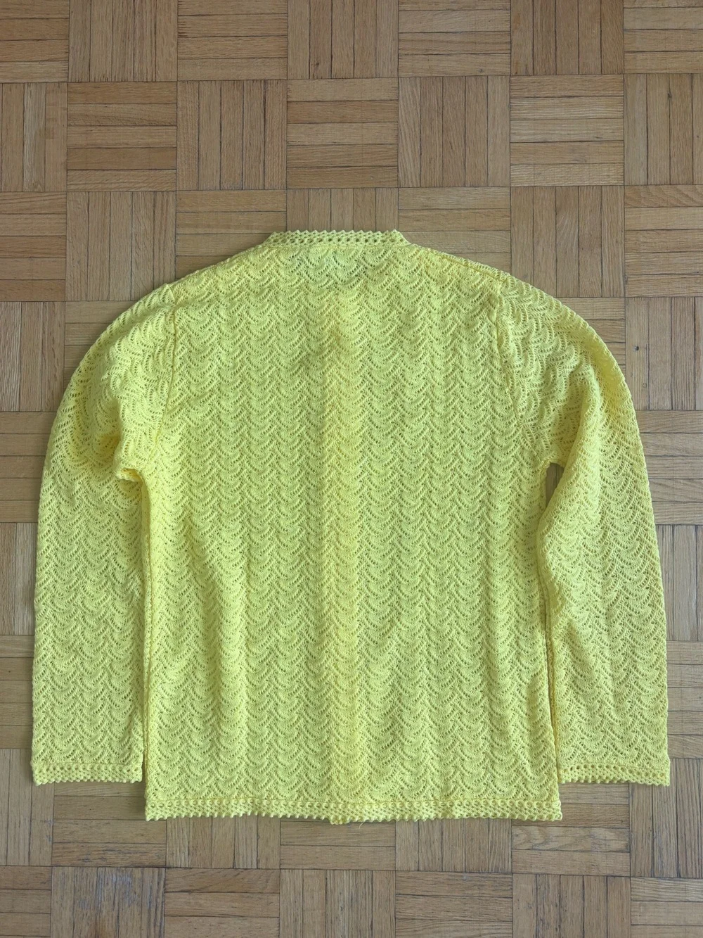 Yellow Lace-Texture Button Cardigan - Picture 6 of 8